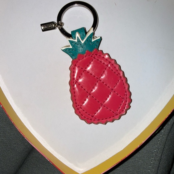 Coach Accessories - Coach Quilted Pineapple Keychain in Pink and Green